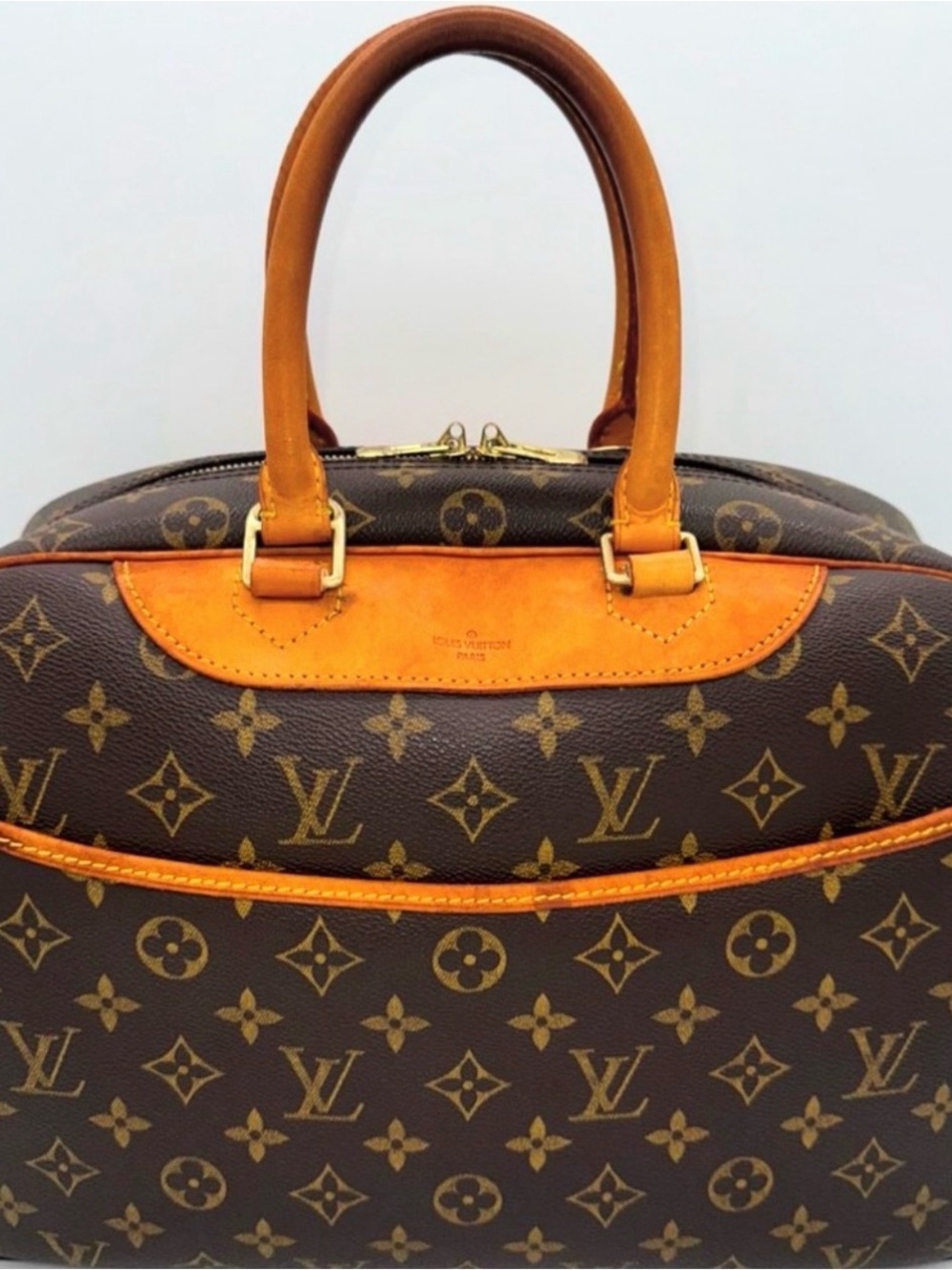 Louis Vuitton Monogram Satchel in Brown with Tan Trim